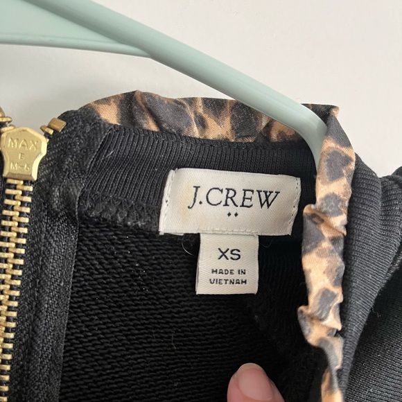 J. Crew sweatshirt. Zipper and leopard trim. - Picture 2 of 4